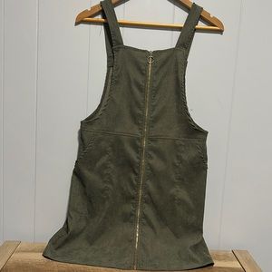 Green Corduroy Overall Dress